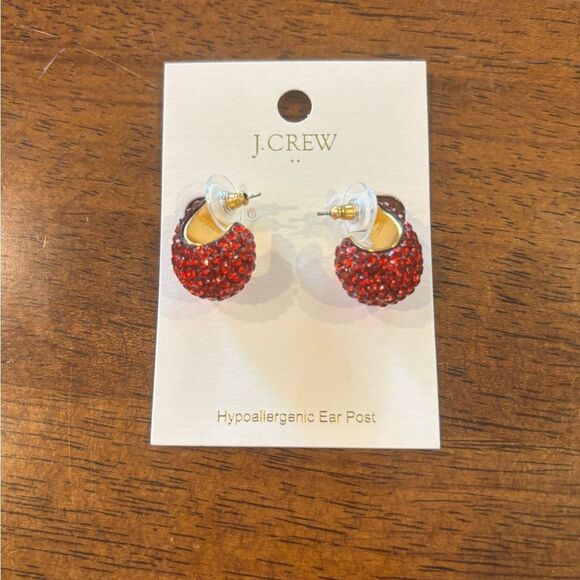 J. Crew Red Sugar Disco Hoop Earrings - Picture 2 of 3